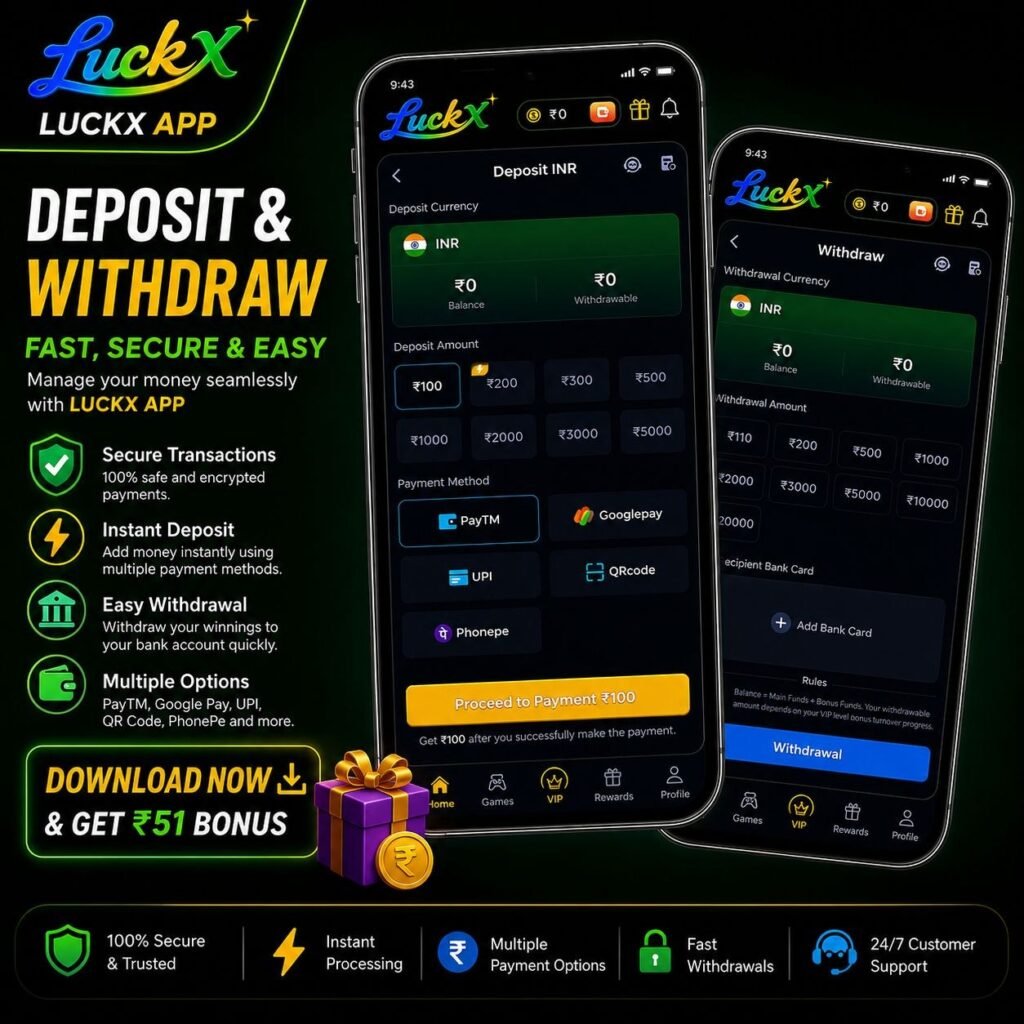 LUCKX Game app dashboard displaying gaming categories, sports events, and user-friendly navigation.